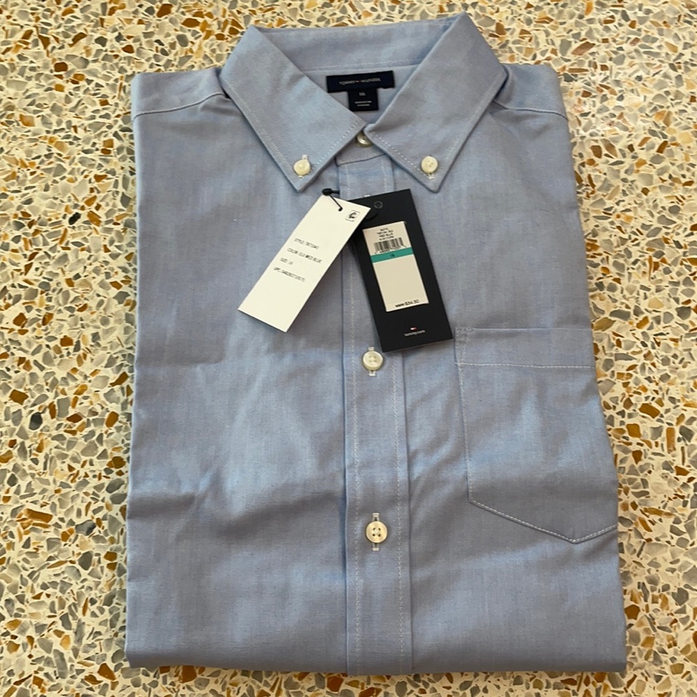 TOMMY blue long sleeve button down 16
